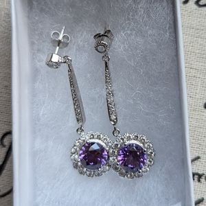 Sterling Silver Amethyst Dangle Earrings
